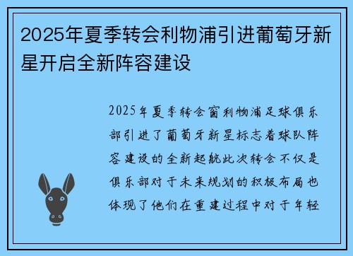 2025年夏季转会利物浦引进葡萄牙新星开启全新阵容建设